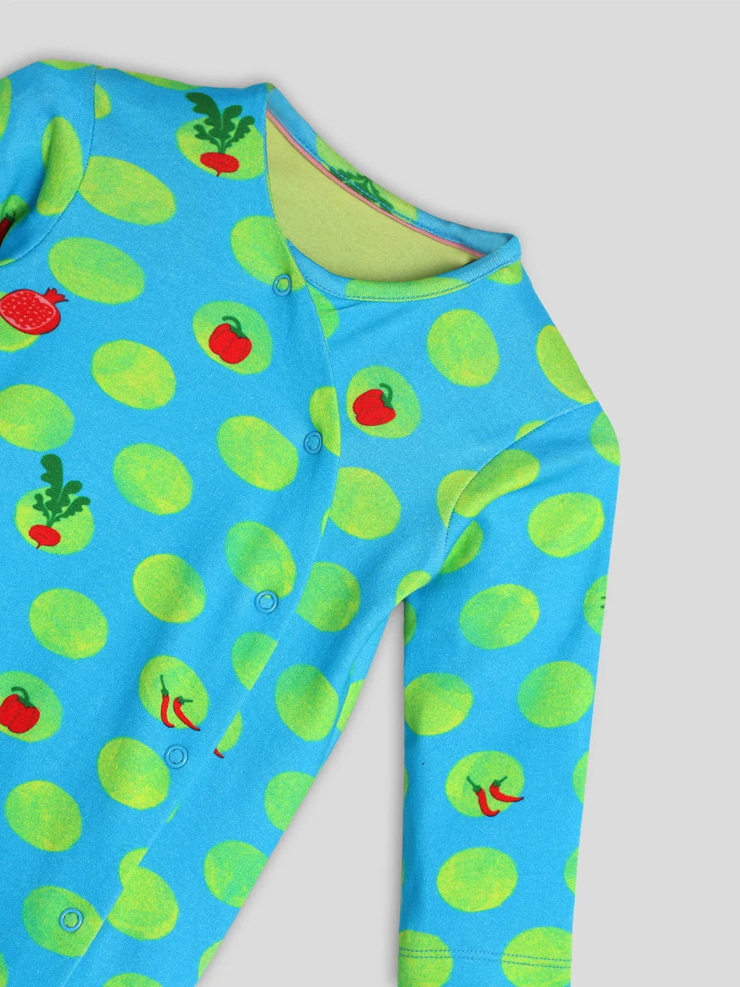 Home Grown Footed Cotton Sleepsuit with Cap & Bib- Blue