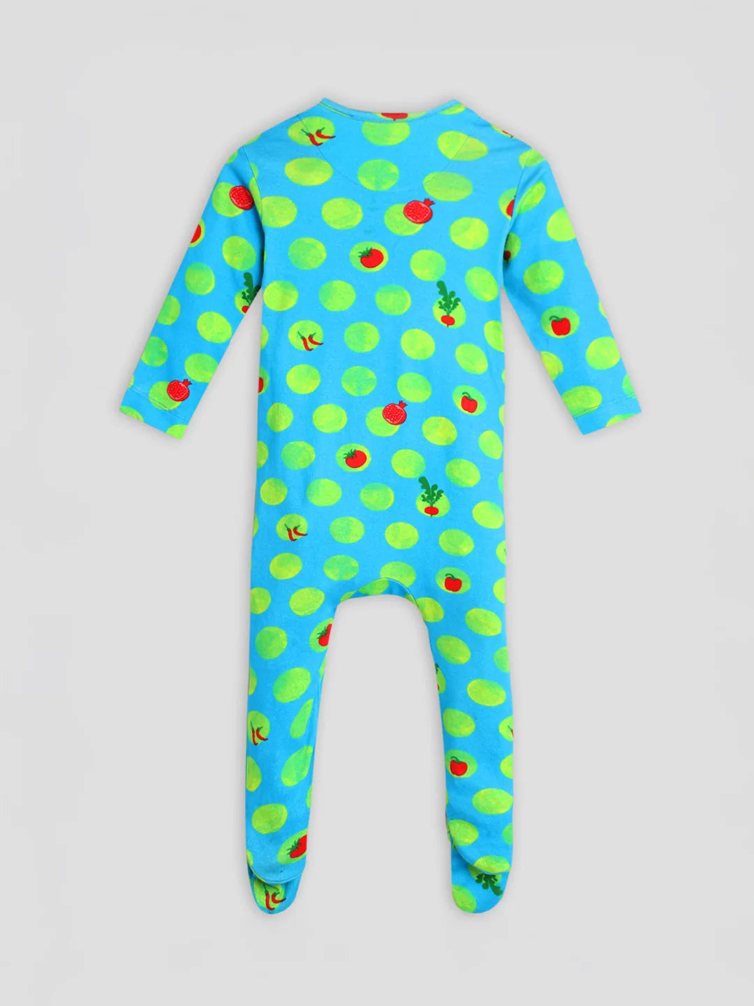 Home Grown Footed Cotton Sleepsuit with Cap & Bib- Blue