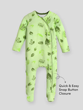 Leafy Footed Cotton Sleepsuit