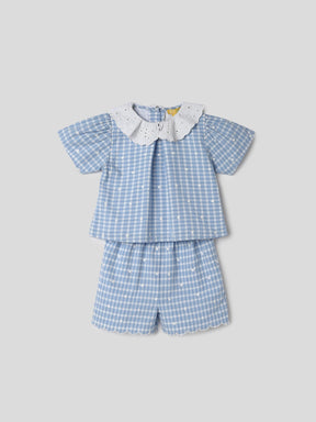 Blue Gingham Polka Set Somersault