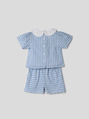 Blue Gingham Polka Set Somersault