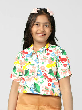 Happy Ants Drop Shoulder Cotton Shirt